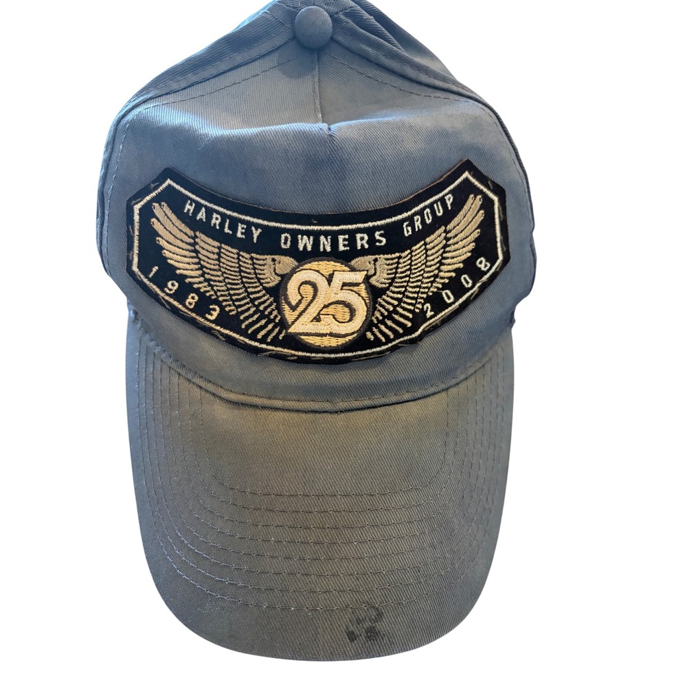 Harley Owners Group 25th Anniversary Hat 1983-2008 Otto Blue Cotton Biker Read
